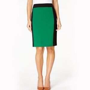 Nine West Women's Color Block Emerald Green / Black Pencil Skirt - Size 10 - NWT